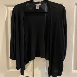 Catherine’s 1X black cropped cardigan sweater